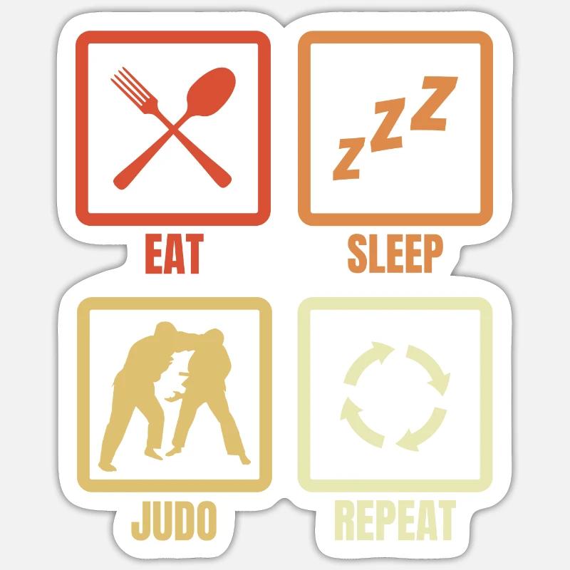 Eat Sleep Judo Repeat - Sticker Größe S (10 x 10 cm) - Mattweiß