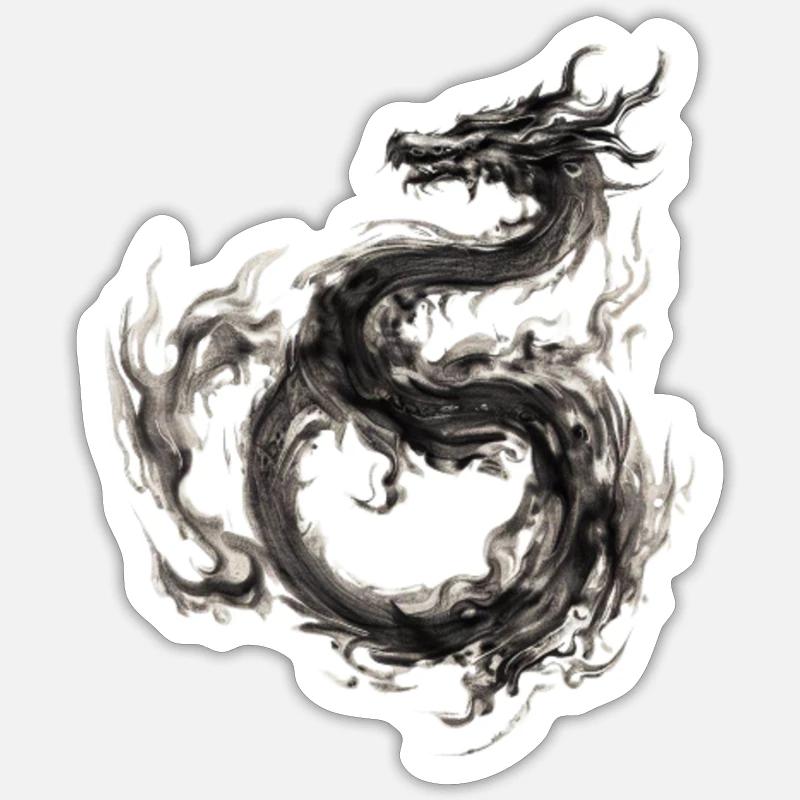 Drache - Sticker Größe S (10 x 10 cm) - Mattweiß