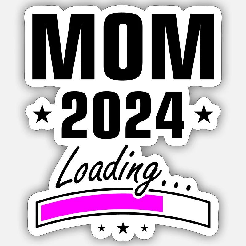 Mama 2024 Loading Mom - Sticker size S (10 x 10 cm) - white matte