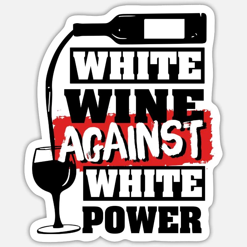 Vin blanc contre - Sticker taille S (10 x 10 cm) - blanc mat