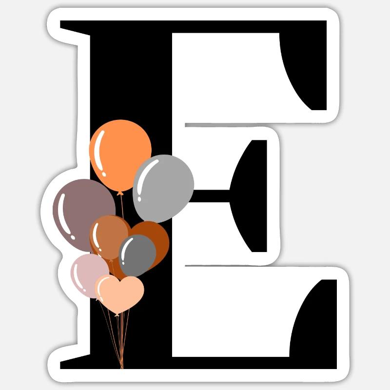 Buchstabe e Geburtstagsballon Sticker Größe S (10 x 10 cm)
