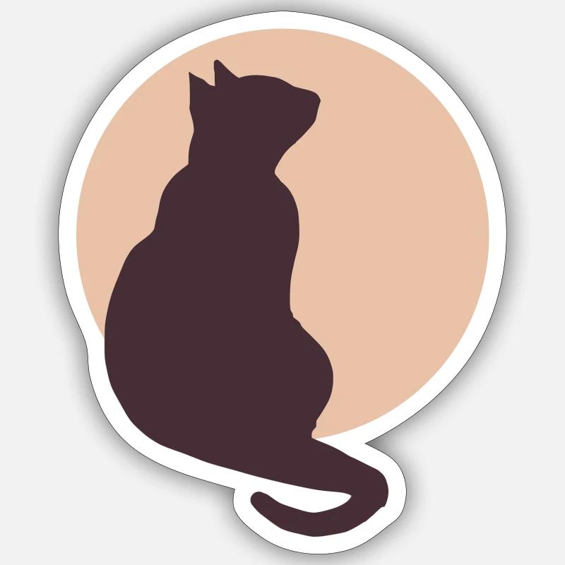 Chat de la Lune - Sticker taille S (10 x 10 cm) - blanc mat