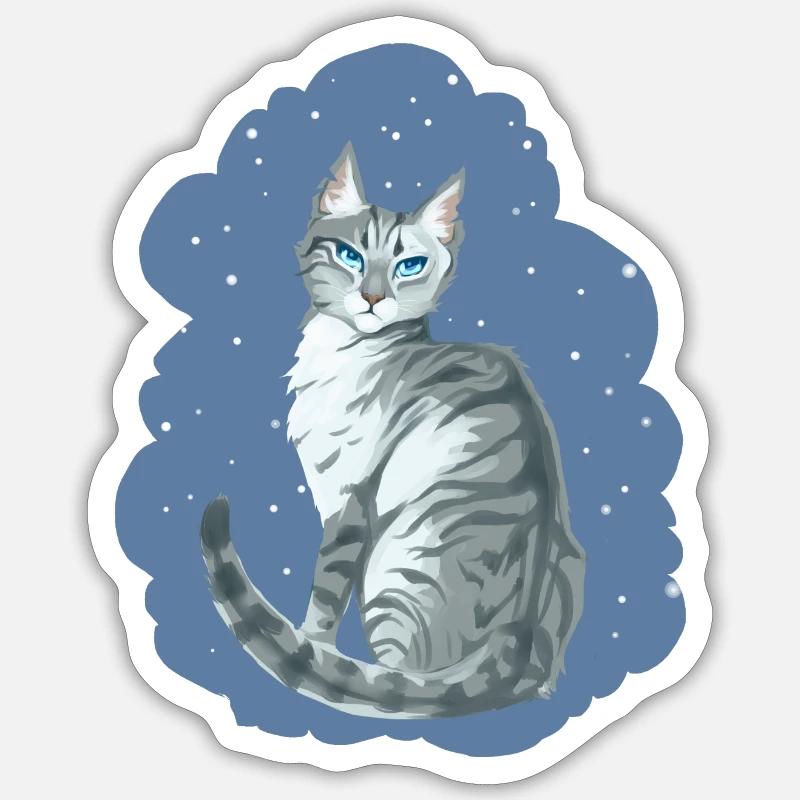 Ivypool Efeusee Graue Katze Schnee Warriors Cat - Sticker Größe S (10 x 10 cm) - Mattweiß