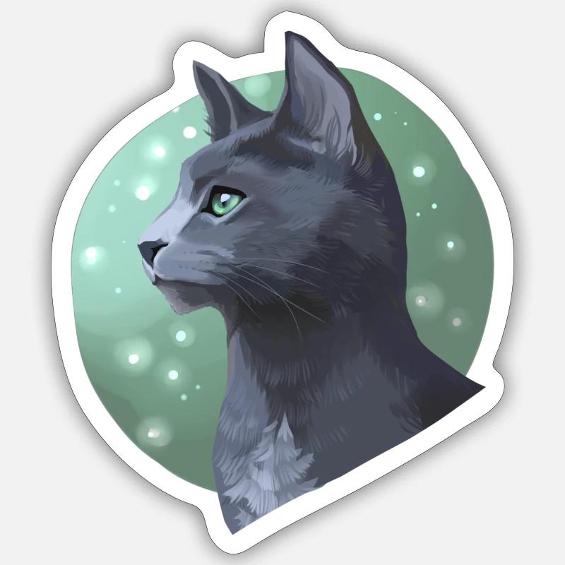 Needletail Needle Tail Warrior Cats Grey Cat - Sticker size S (10 x 10 cm) - white matte