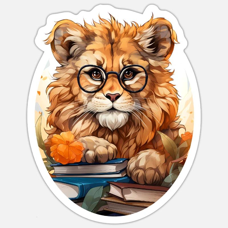 Lion - Sticker taille S (10 x 10 cm) - blanc mat