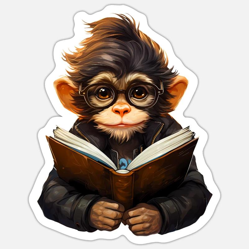 Affee - Sticker Größe S (10 x 10 cm) - Mattweiß