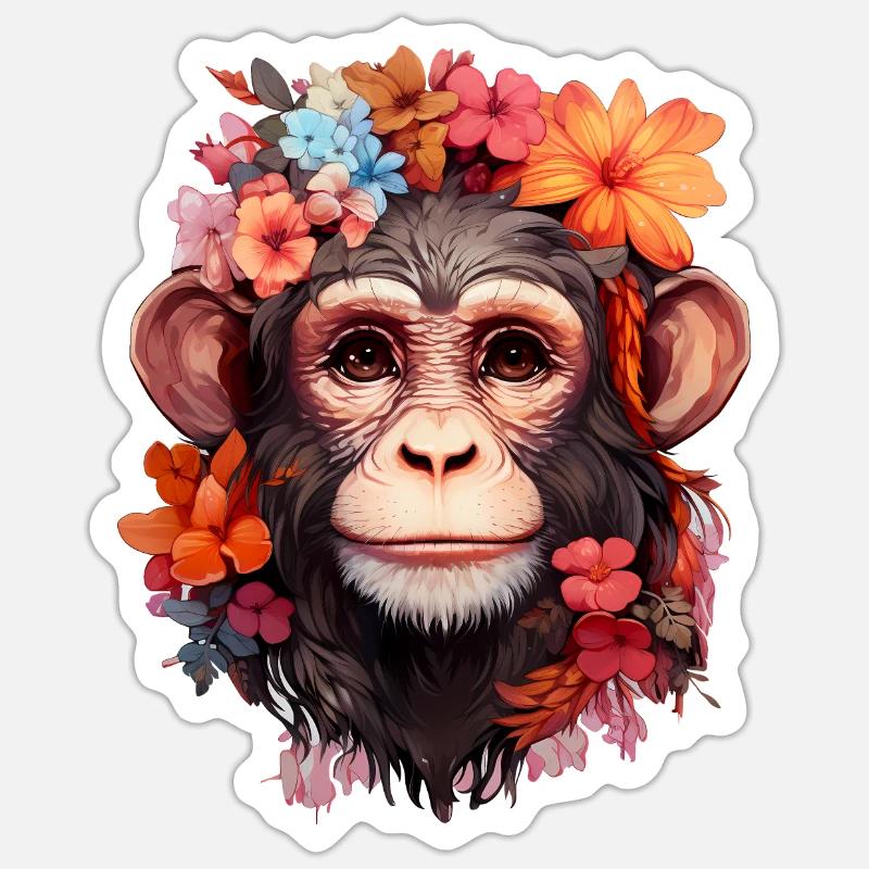 Affee - Sticker Größe S (10 x 10 cm) - Mattweiß