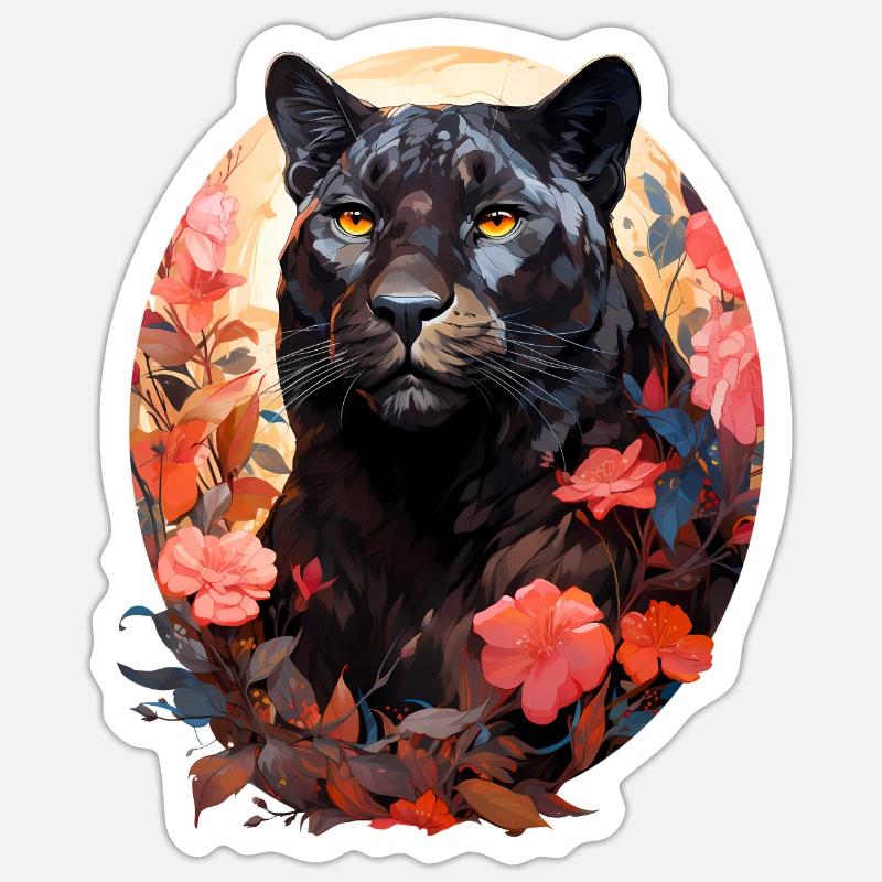 Panthère - Sticker taille S (10 x 10 cm) - blanc mat