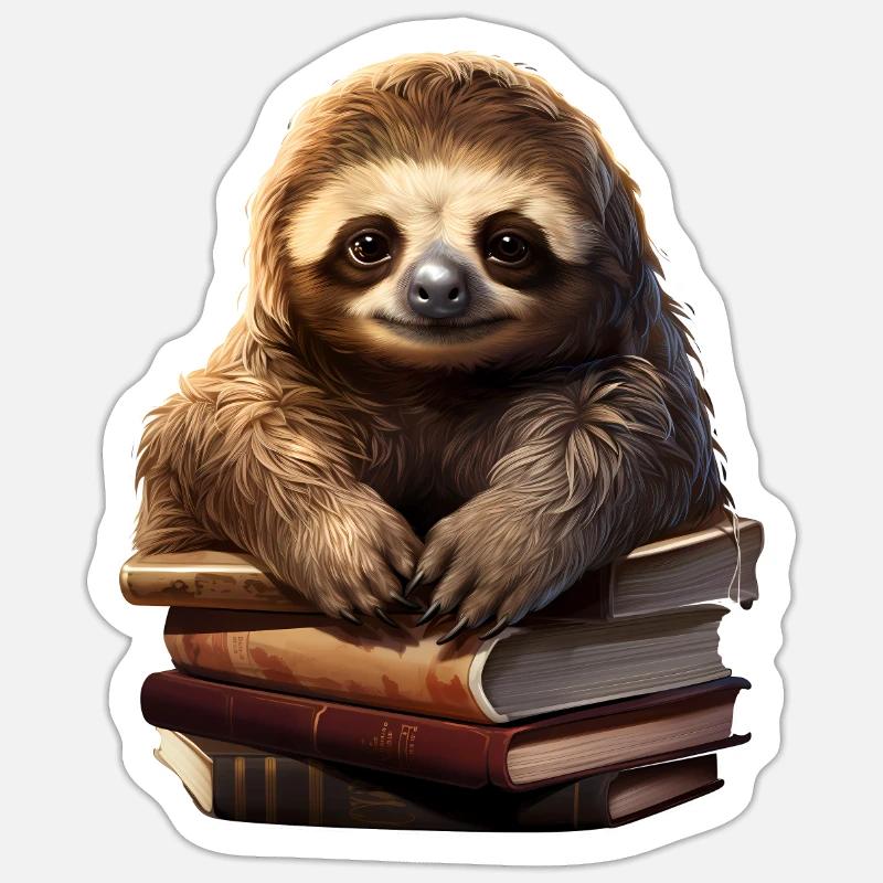 Faultier - Sticker Größe S (10 x 10 cm) - Mattweiß