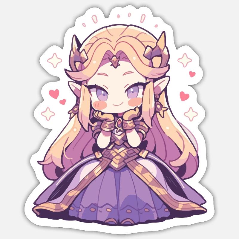Princesse Chibi mignonne - Conception de conte de fées mignon Sticker taille S (10 x 10 cm)