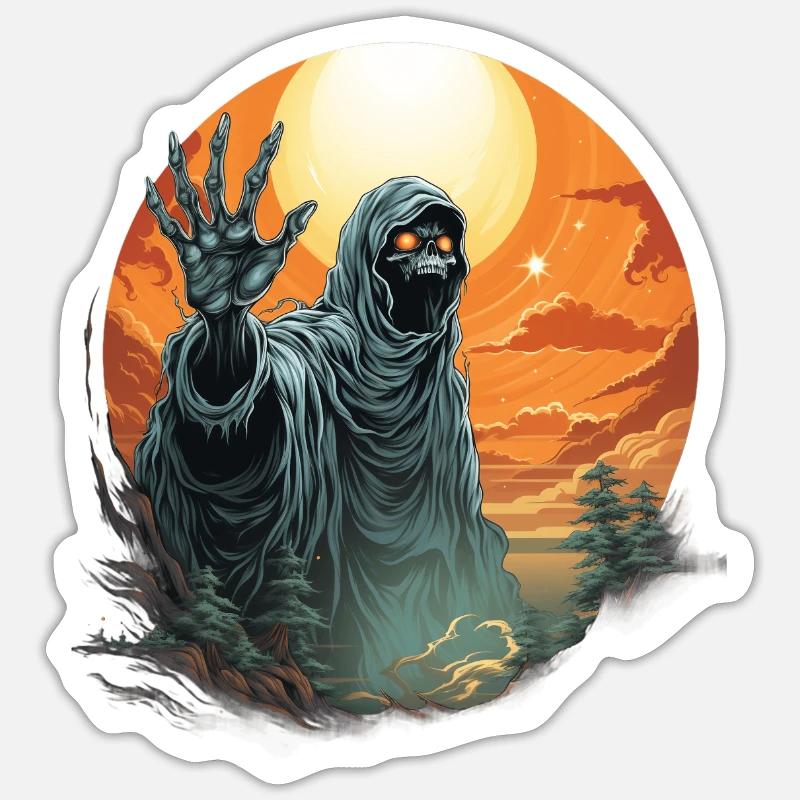 Halloween Emerging Hands Citrouille effrayante - Sticker taille S (10 x 10 cm) - blanc mat