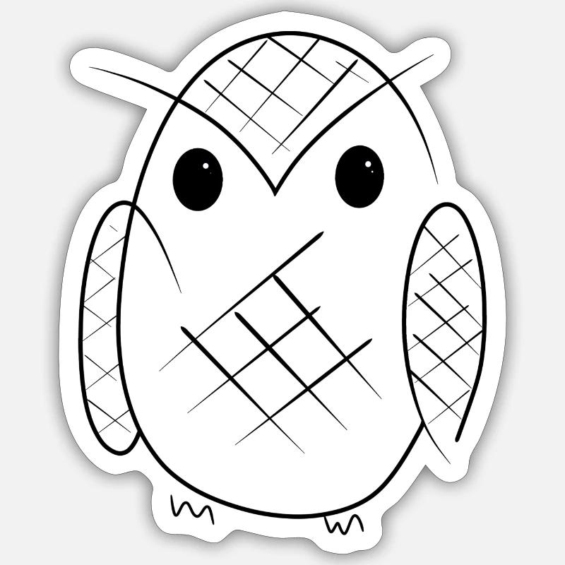 Eule Striche Sticker Größe S (10 x 10 cm)