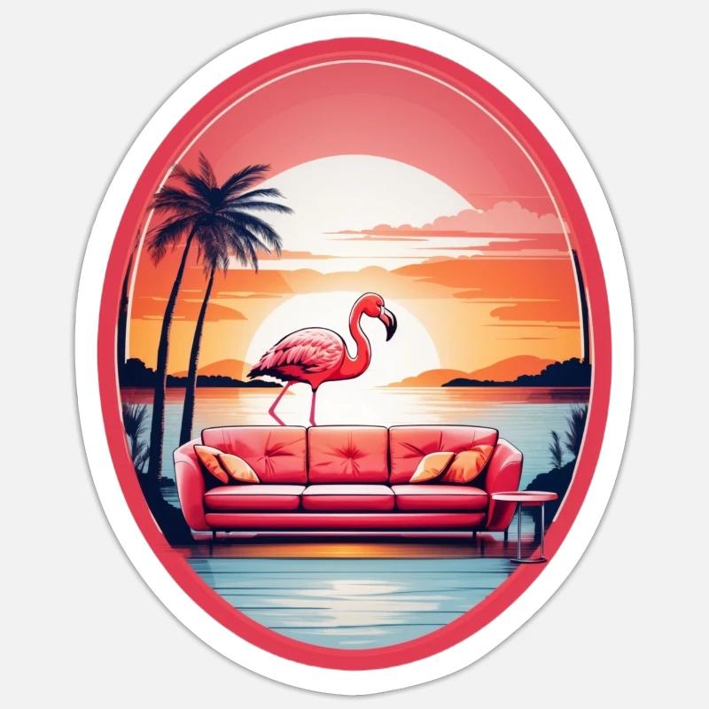 Flamingo Sofa - Sticker size S (10 x 10 cm) - white matte