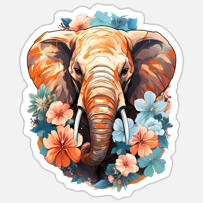 Éléphant - Sticker taille S (10 x 10 cm) - blanc mat