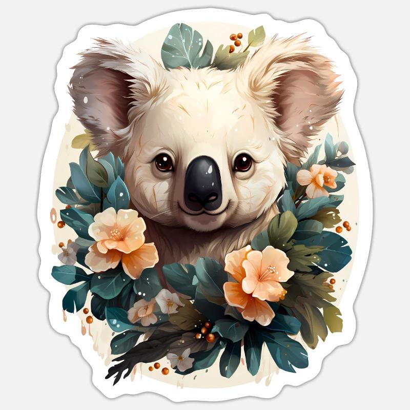 Koala - Sticker taille S (10 x 10 cm) - blanc mat