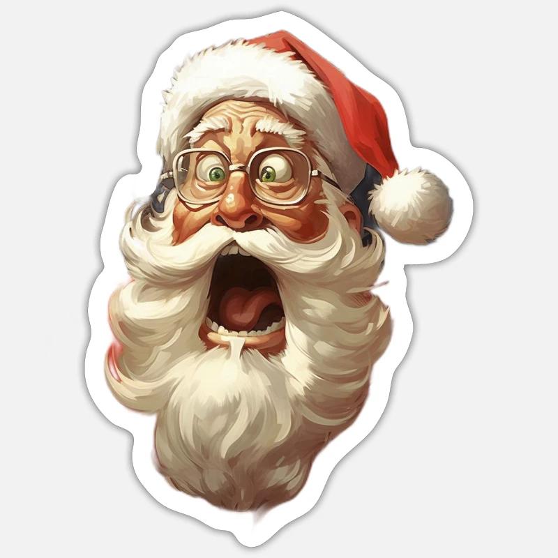 Weihnachtsmann lustig mit Brille Geschenk - Sticker Größe S (10 x 10 cm) - Mattweiß