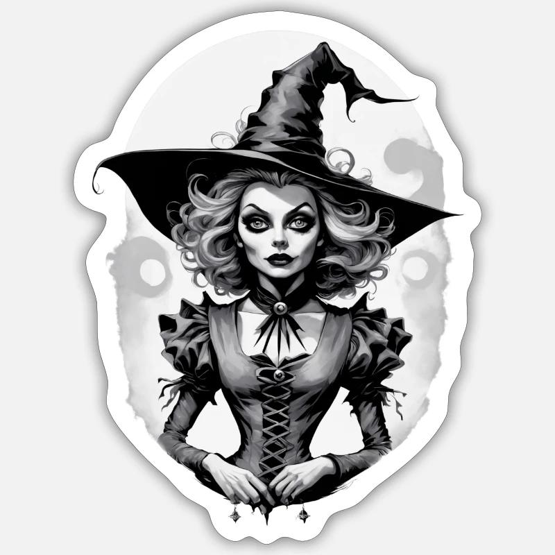 sorcière classique 2 - Sticker taille S (10 x 10 cm) - blanc mat
