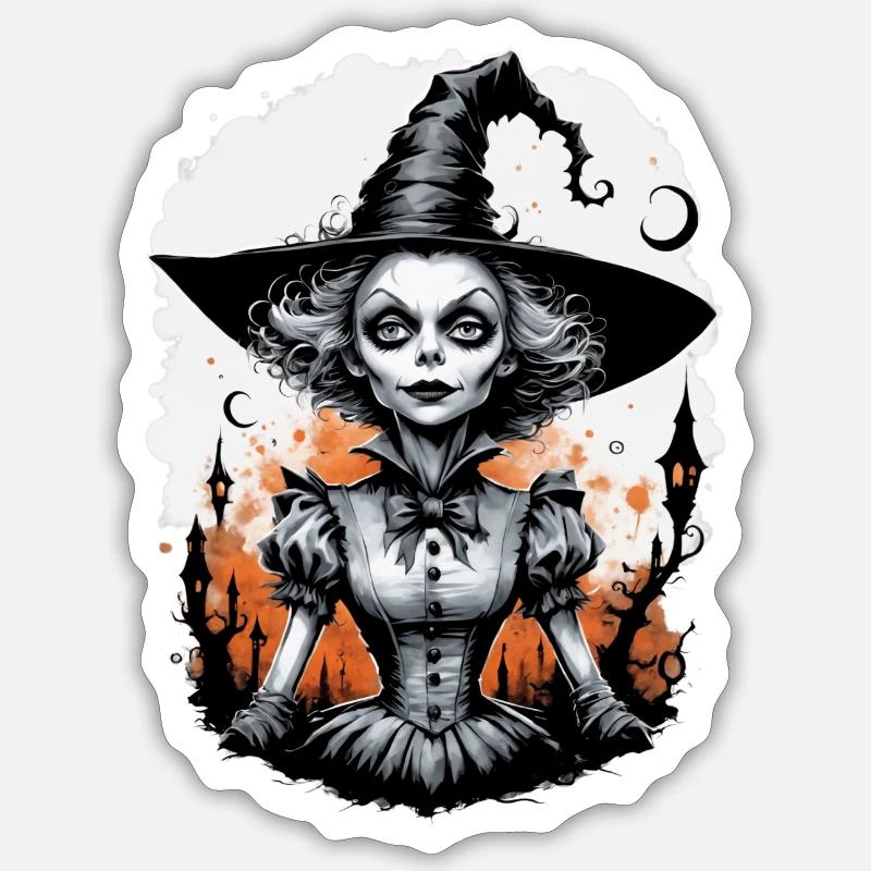 sorcière classique 3 - Sticker taille S (10 x 10 cm) - blanc mat