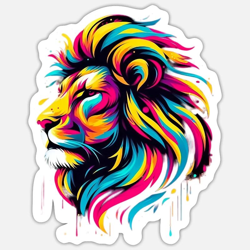 Lion - Sticker taille S (10 x 10 cm) - blanc mat