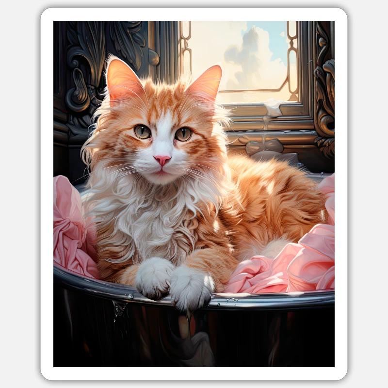 Chat de bain Sticker taille S (10 x 10 cm)
