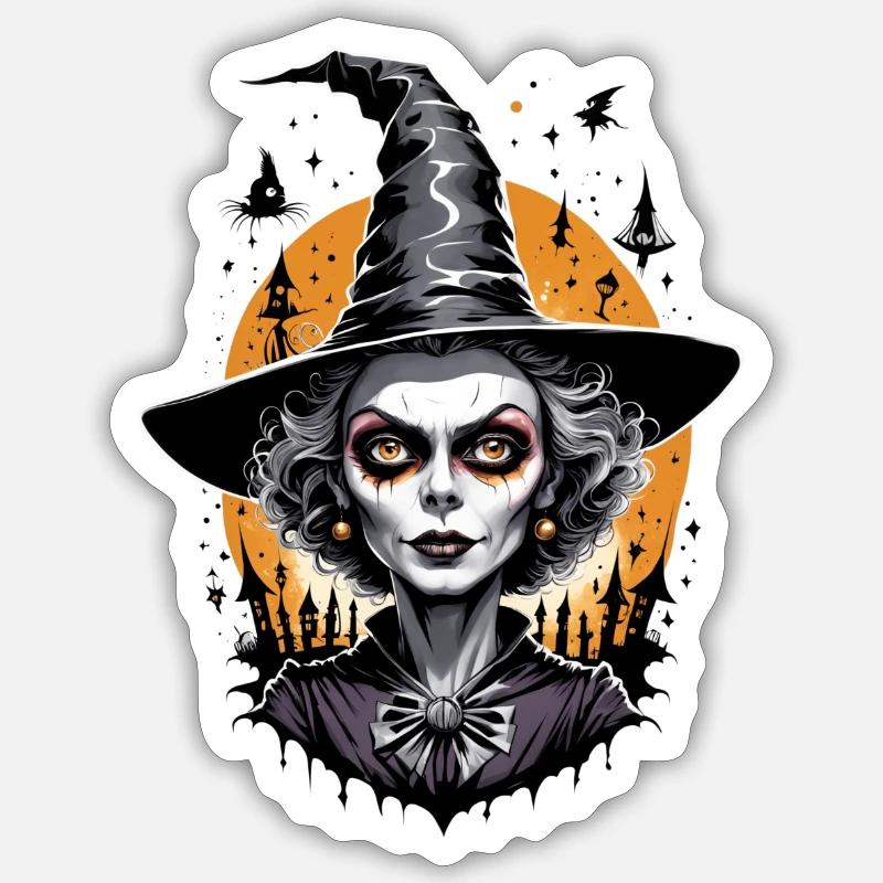 sorcière classique 22 - Sticker taille S (10 x 10 cm) - blanc mat