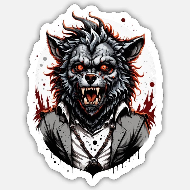 WERWOLF Kostüm 10 - Sticker Größe S (10 x 10 cm) - Mattweiß