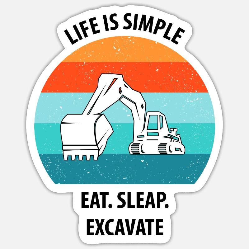 Bagger Baggerfahrer Baggerwagen - Sticker Größe S (10 x 10 cm) - Mattweiß