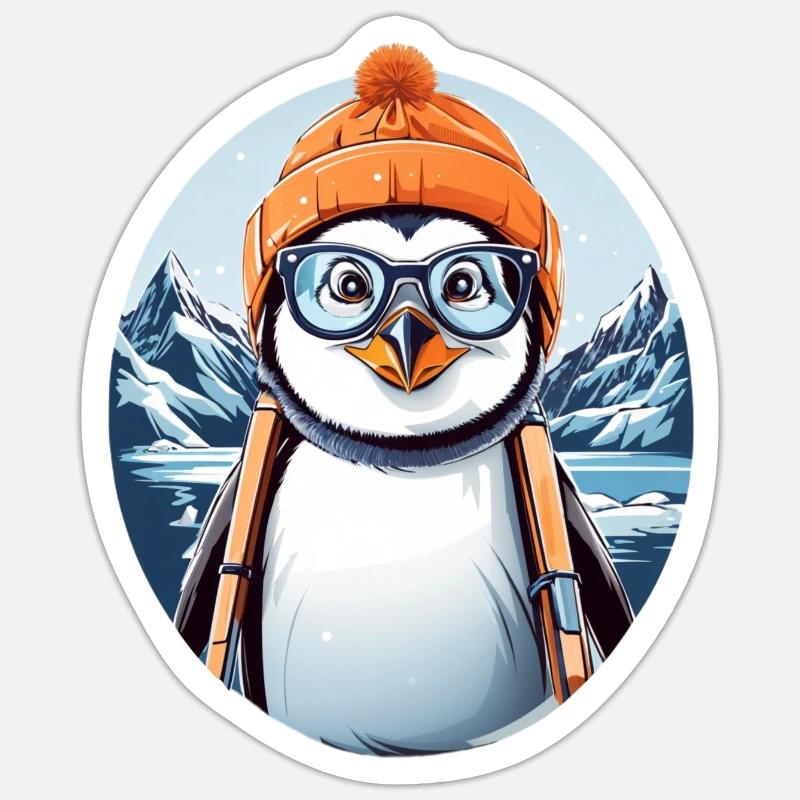 Pingouin mignon - Sticker taille S (10 x 10 cm) - blanc mat