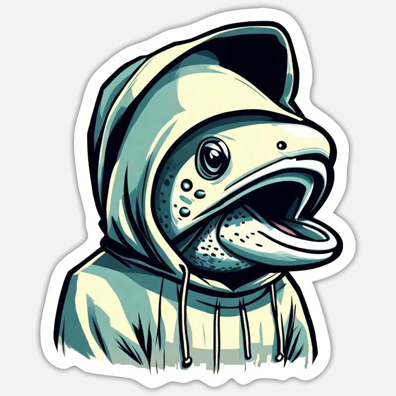 Fischkopf Forelle - Sticker Größe S (10 x 10 cm) - Mattweiß