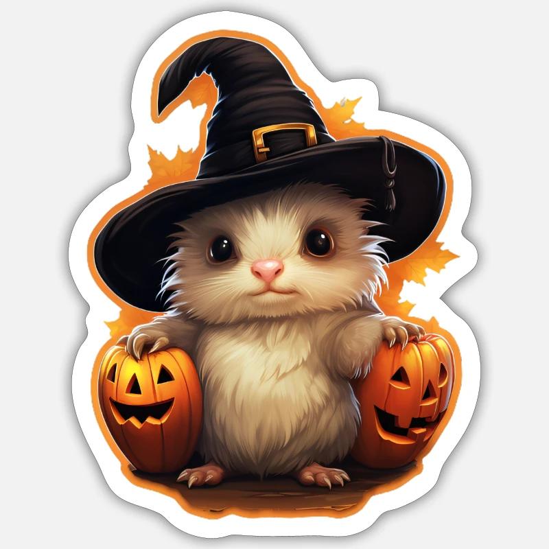Monstre mignon d’Halloween - Sticker taille S (10 x 10 cm) - blanc mat