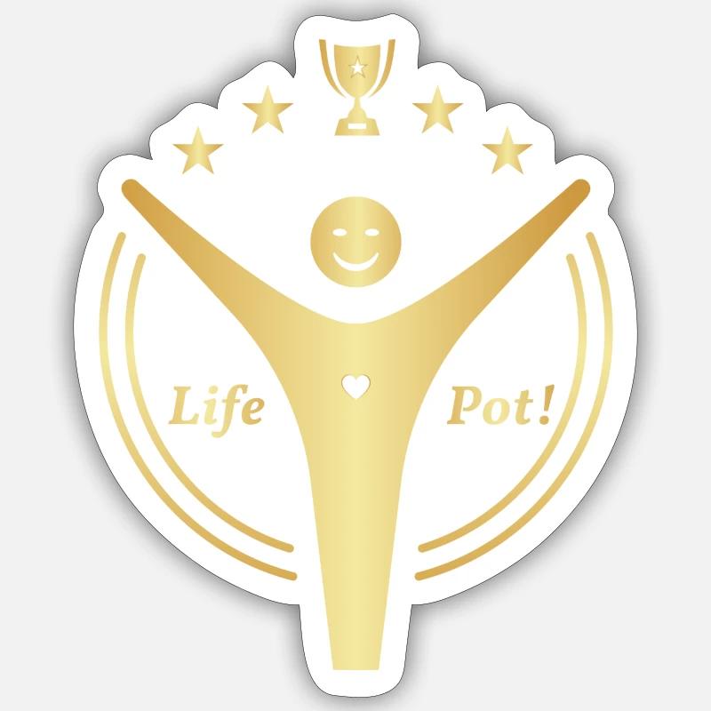 Pot de vie ! - Sticker taille S (10 x 10 cm) - blanc mat