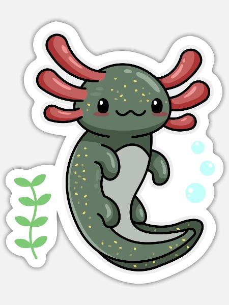 Enigma Axolotl Design für Axolotl-Liebhaber - Sticker Größe S (10 x 10 cm) - Mattweiß