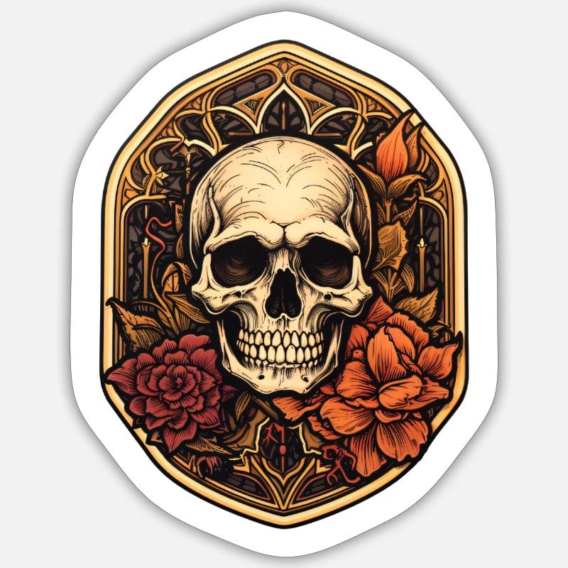 Skull Gothic Halloween - Sticker size S (10 x 10 cm) - white matte