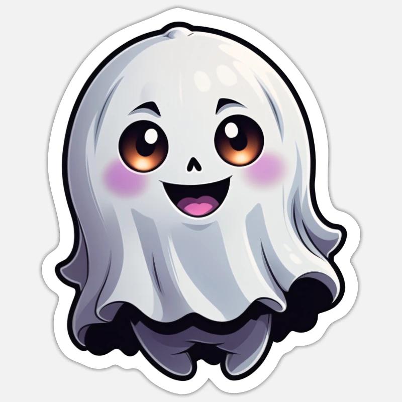 Joyeux Halloween Ghost Ghost - Sticker taille S (10 x 10 cm) - blanc mat