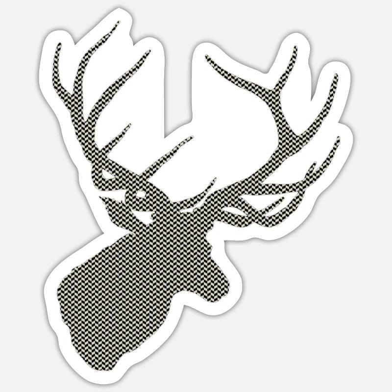 Hirsch mit Muster - Sticker Größe S (10 x 10 cm) - Mattweiß