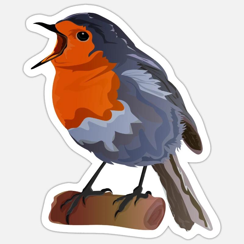 Illustration du merle sur textile Sticker taille S (10 x 10 cm)