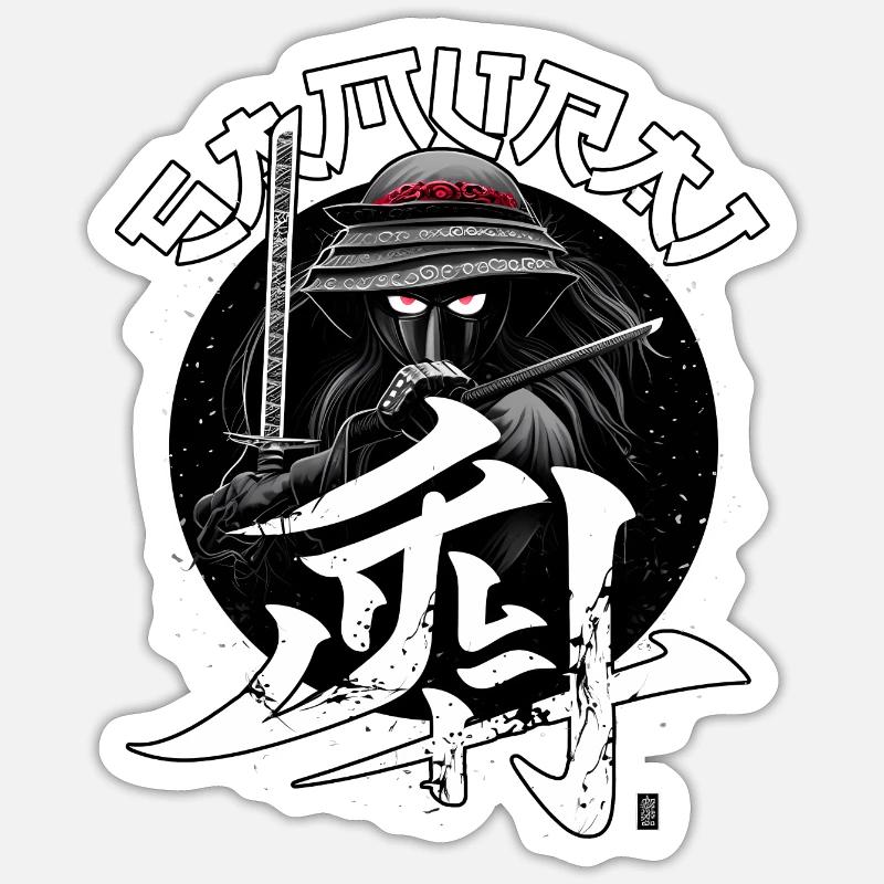 Samurai - Sticker Größe S (10 x 10 cm) - Mattweiß
