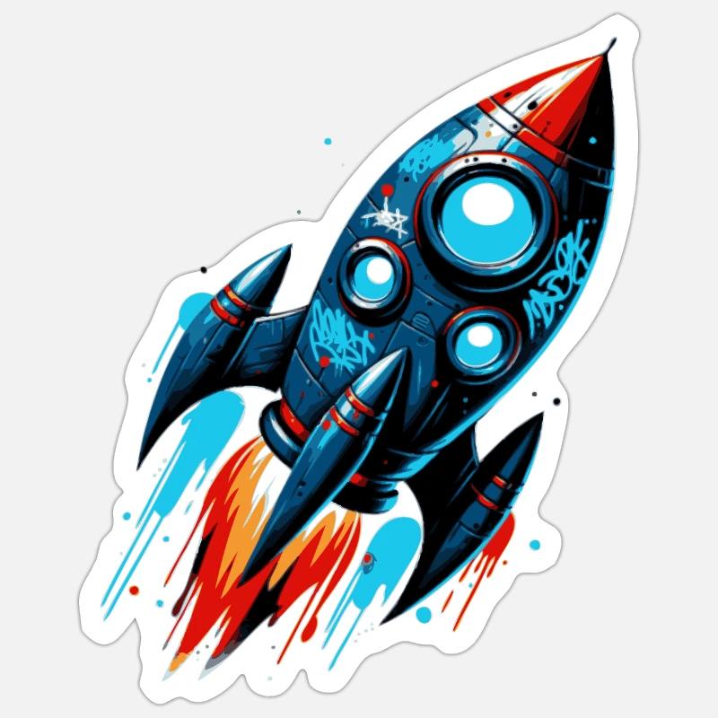 Rocket Man Rocket Launch - Sticker size S (10 x 10 cm) - white matte