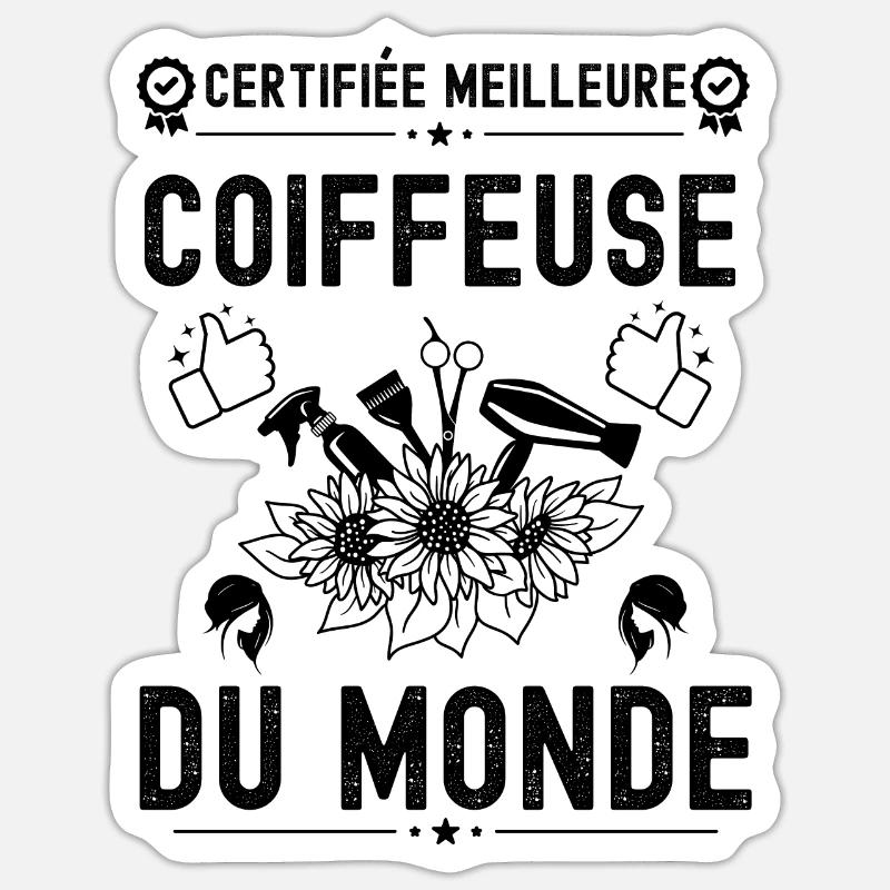 Coiffeuse - Sticker taille S (10 x 10 cm) - blanc mat