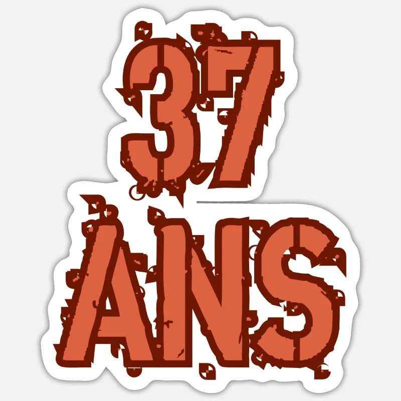 37 ANS - Sticker taille S (10 x 10 cm) - blanc mat
