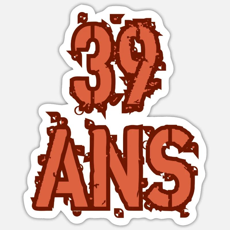39 ANS - Sticker taille S (10 x 10 cm) - blanc mat