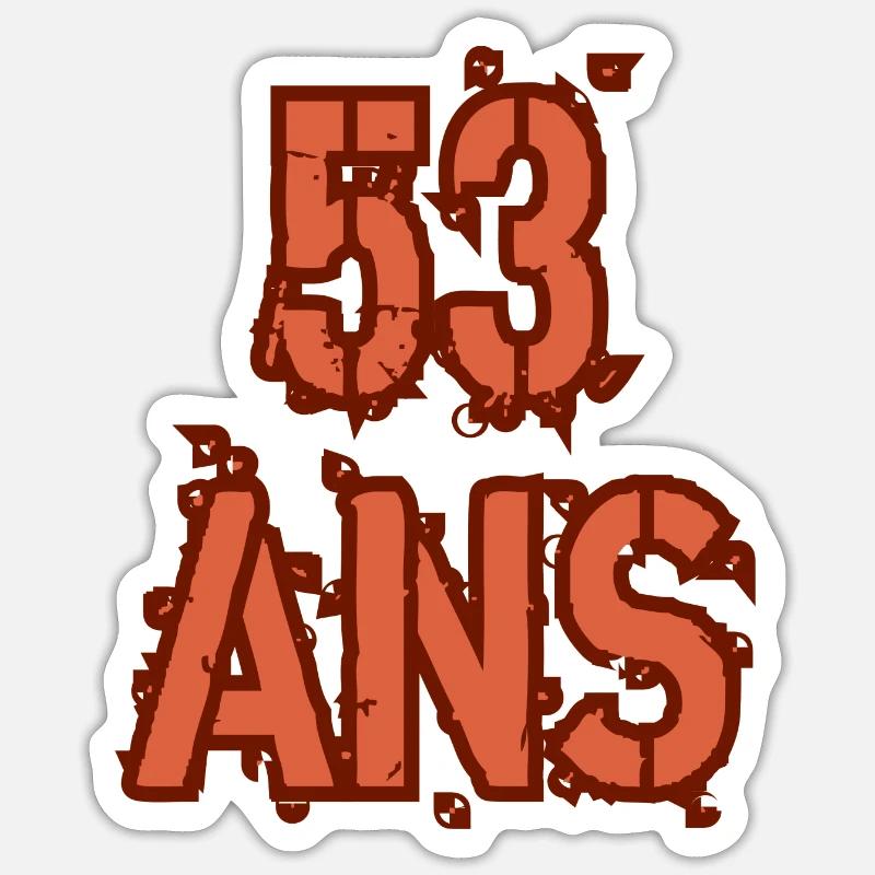 53 ANS - Sticker taille S (10 x 10 cm) - blanc mat