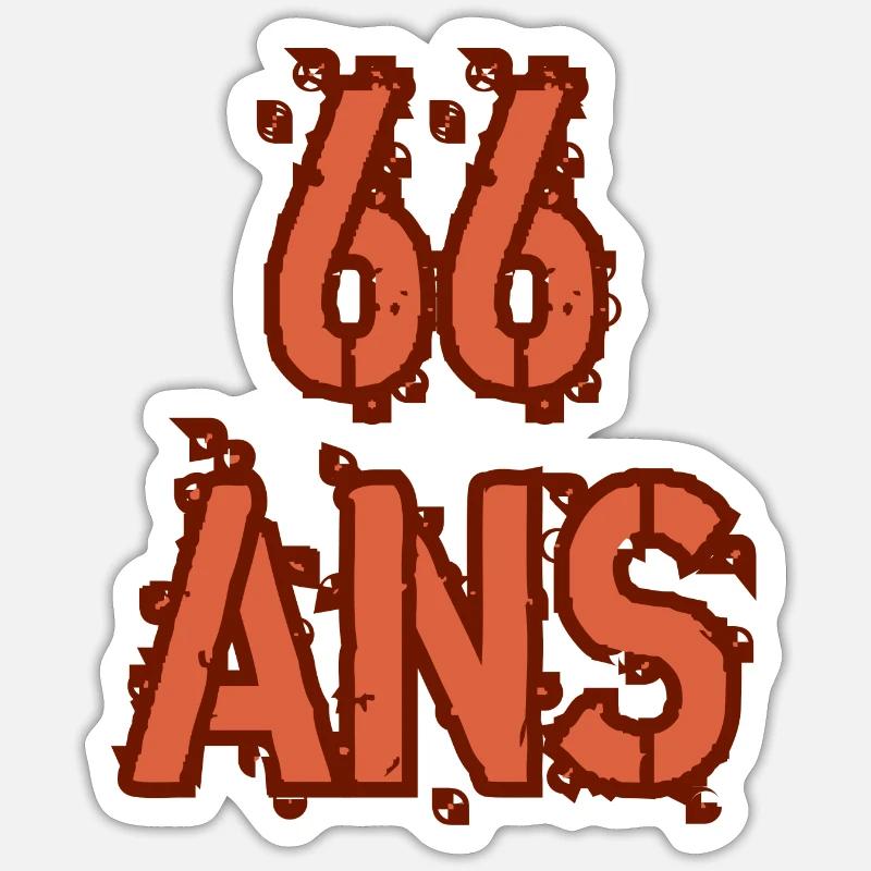 66 ANS - Sticker taille S (10 x 10 cm) - blanc mat