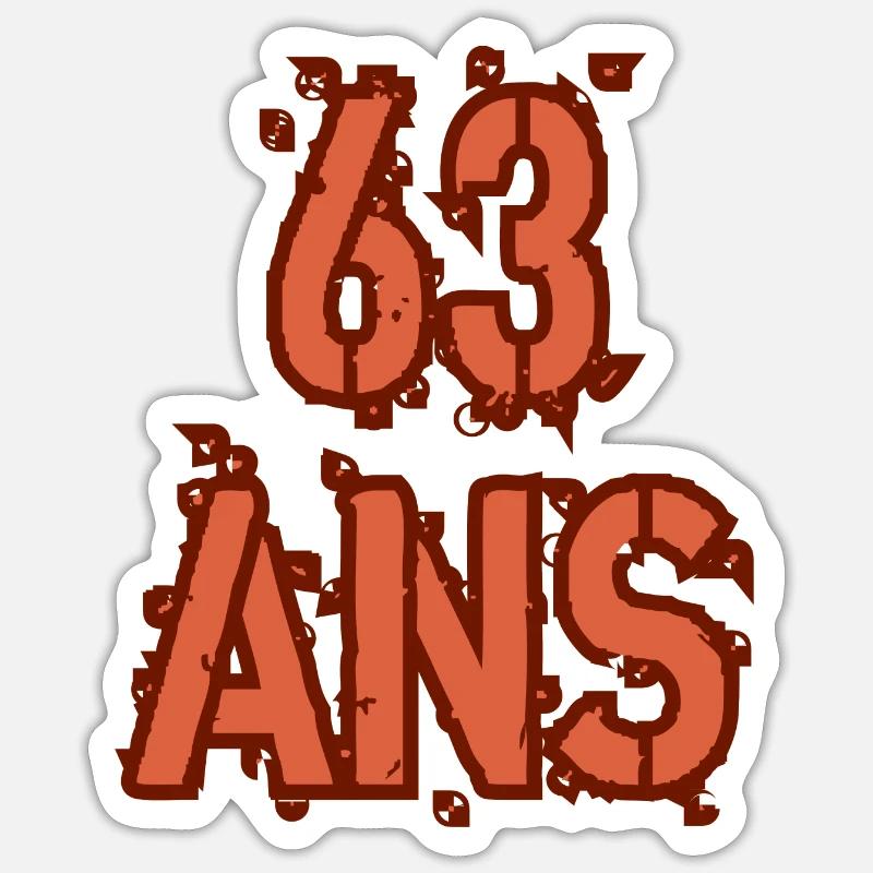 63 ANS - Sticker taille S (10 x 10 cm) - blanc mat