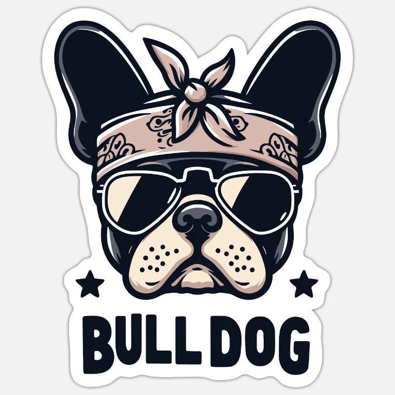 Bulldog Cool Attitude - Sticker taille S (10 x 10 cm) - blanc mat