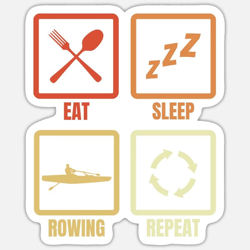 Eat Sleep Rowing Repeat - Sticker Größe S (10 x 10 cm) - Mattweiß