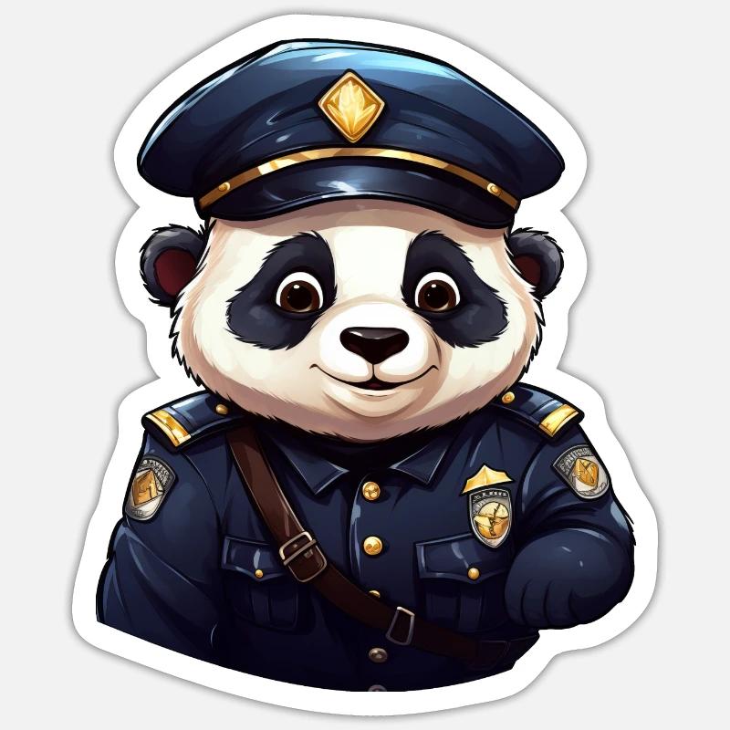 Panda Policeman - Sticker size S (10 x 10 cm) - white matte