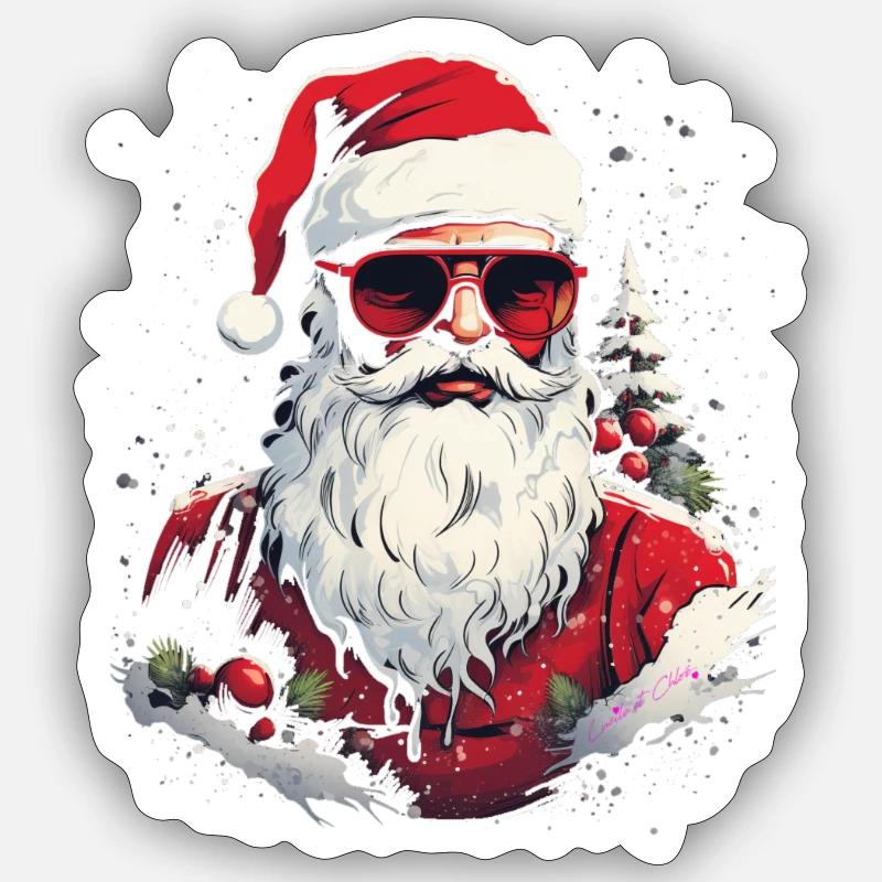 Brille Weihnachtsmann Sticker Größe S (10 x 10 cm)
