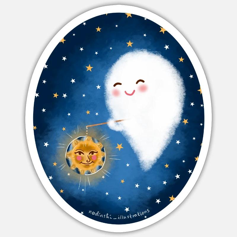 Ghost with lantern - Sticker size S (10 x 10 cm) - white matte