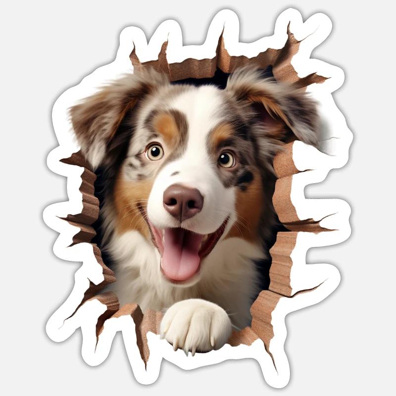 Australian Shepherd Owner - Perfect Aussie - Sticker Größe S (10 x 10 cm) - Mattweiß